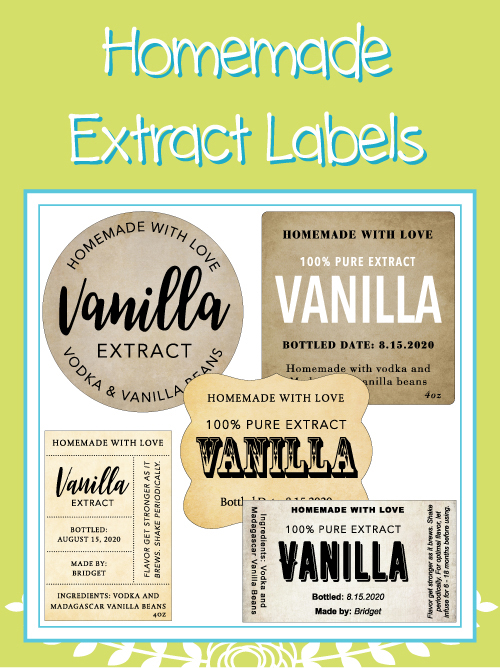 Custom Vanilla Extract Bottle Labels