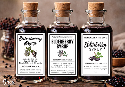 Elderberry Syrup Bottle Labels